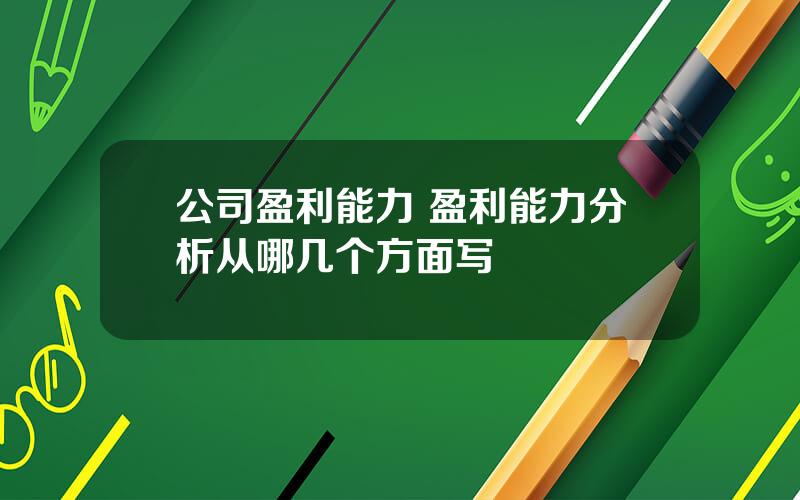公司盈利能力 盈利能力分析从哪几个方面写